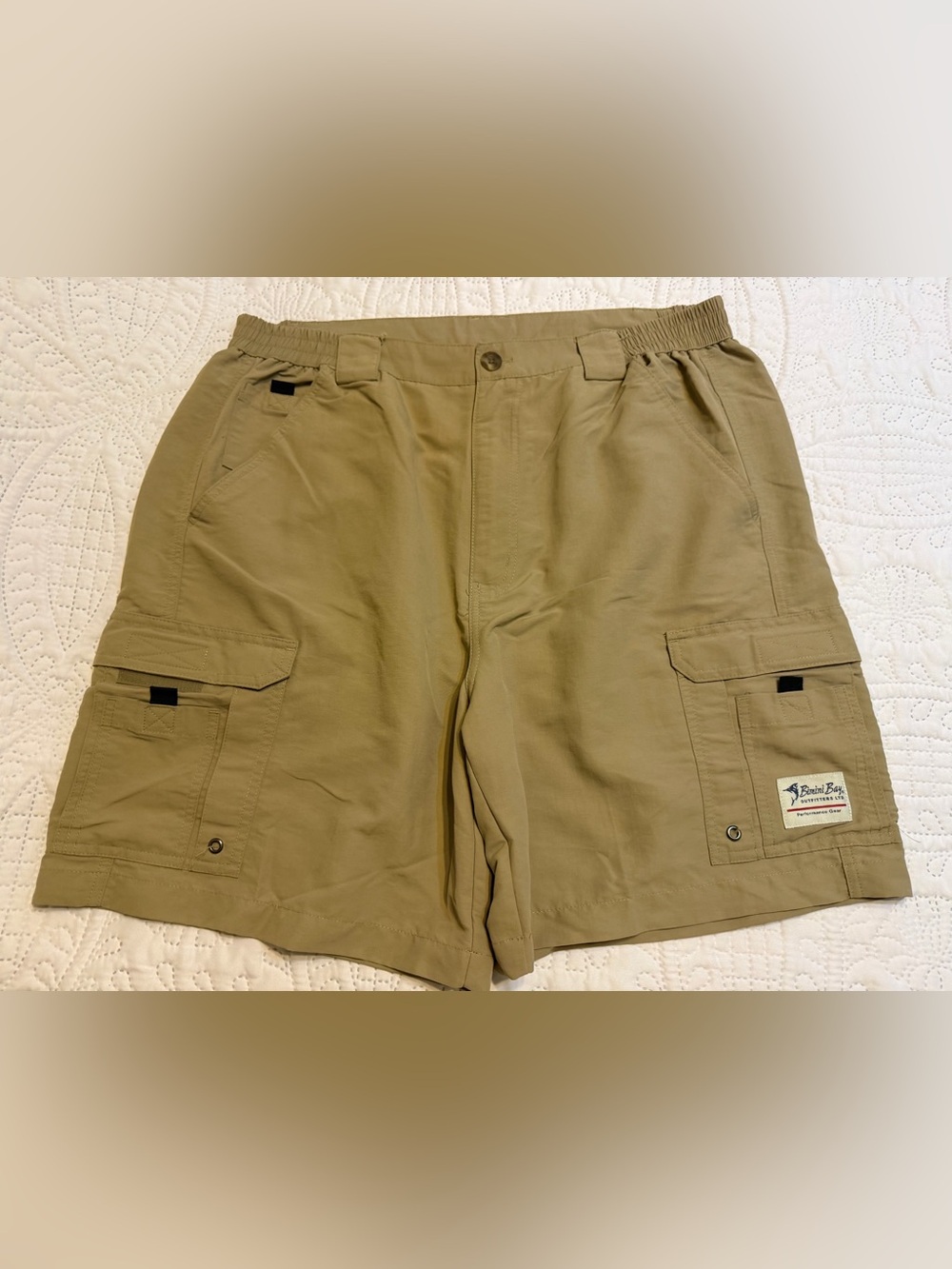 Bimini Men's Khaki Cargo Shorts - Pocketed Utility Style Performance shorts 38